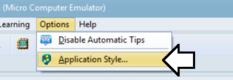 Style Options Menu